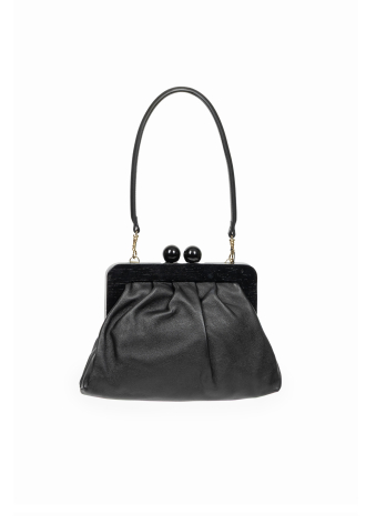 Czarna mała elegancka torebka z zatrzaskiem