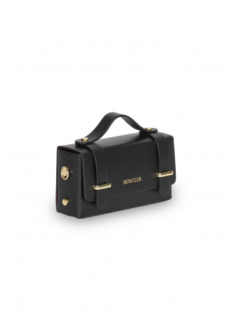 Schwarze kleine Handtasche in Form einer Duffle-Bag
