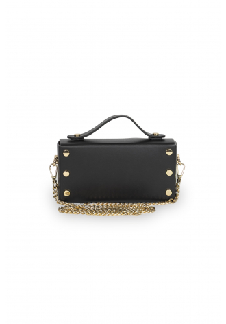 Schwarze kleine Handtasche in Form einer Duffle-Bag
