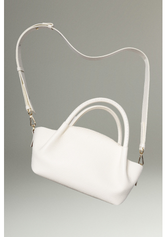 Elegant white bag with attachable strap 