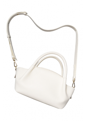 Elegant white bag with attachable strap 