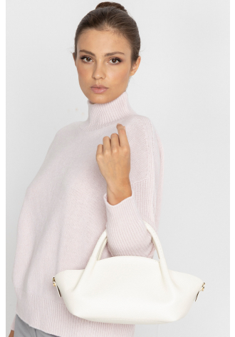 Elegant white bag with attachable strap 