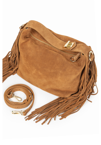Zamszowa torebka z frędzlami