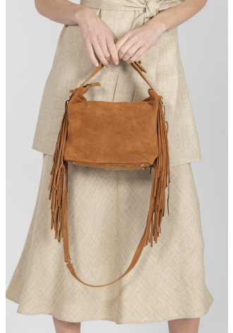 Zamszowa torebka z frędzlami