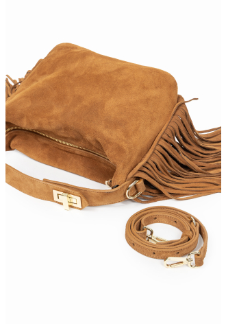 Zamszowa torebka z frędzlami