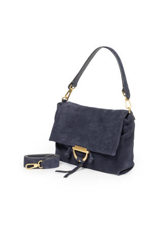 Mała zamszowa granatowa torebka