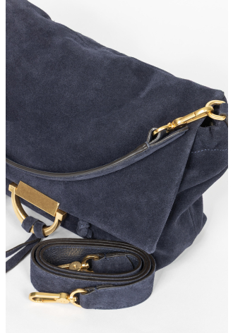Mała zamszowa granatowa torebka