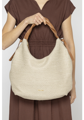 Beige large cloth bag