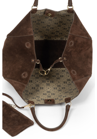 Duża brązowa torba z zamszu