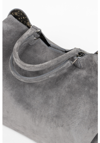 Szara duża zamszowa torba 