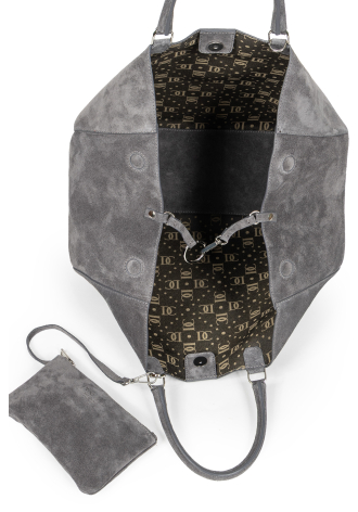 Szara duża zamszowa torba 