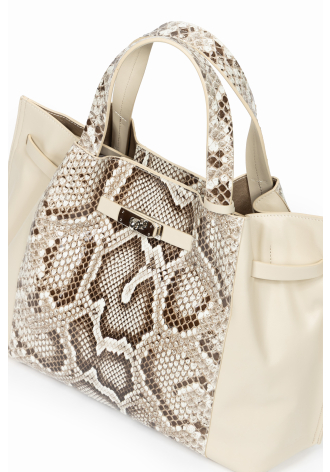 Elegancka torba z dwóch gatunków skór