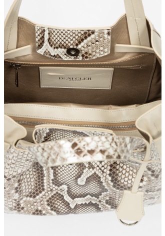 Elegancka torba z dwóch gatunków skór