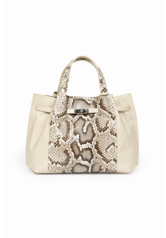 Elegancka torba z dwóch gatunków skór