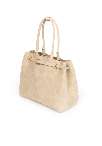 Duża zamszowa torba w kolorze beżowym