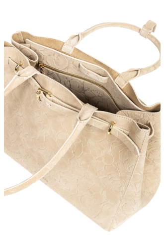 Duża zamszowa torba w kolorze beżowym