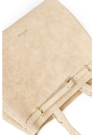 Duża zamszowa torba w kolorze beżowym