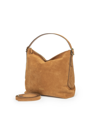 Zamszowa duża torba w kolorze kamelowym