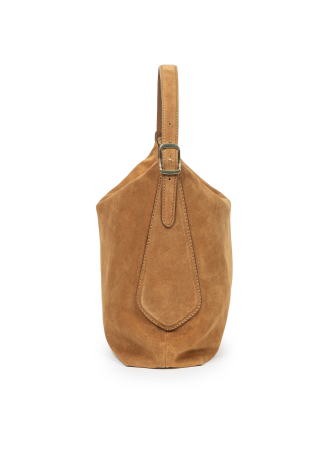Zamszowa duża torba w kolorze kamelowym