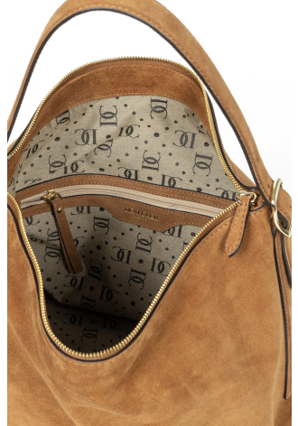 Zamszowa duża torba w kolorze kamelowym