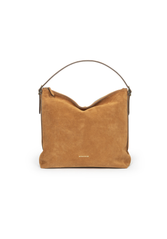 Zamszowa duża torba w kolorze kamelowym