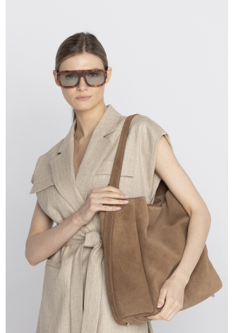 Duża miękka torba z zamszu