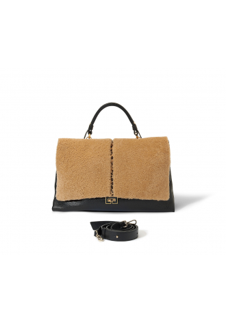 Black bag with camel-coloured wool finish