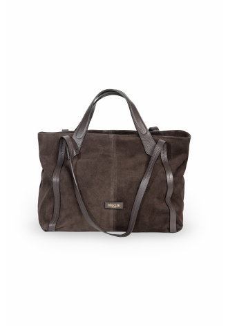 Large brown suede handbag