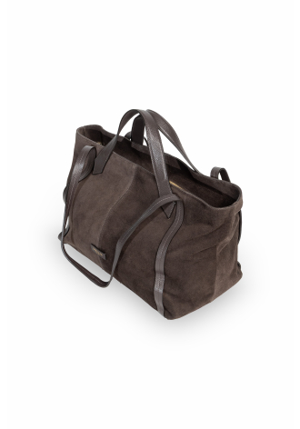 Large brown suede handbag