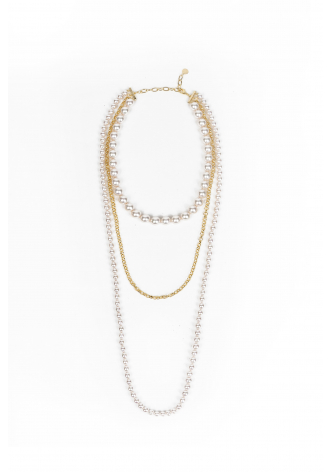Gold-coloured necklace with artificial pearls