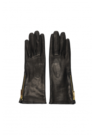 Black leather long gloves