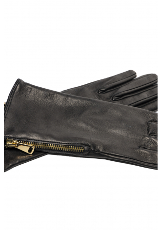 Black leather long gloves