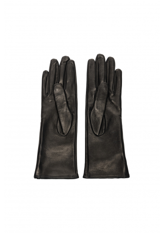 Black leather long gloves