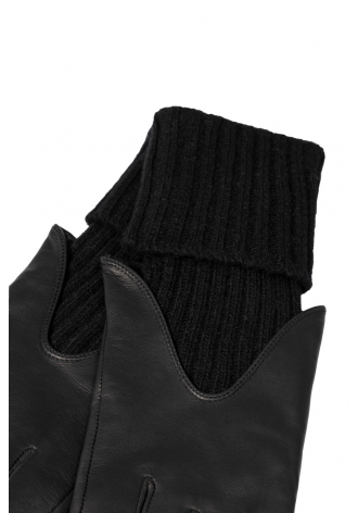  Black leather and cashmere gloves