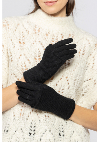 Czarne długie rękawiczki z kaszmiru