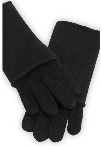 Czarne długie kaszmirowe rękawiczki