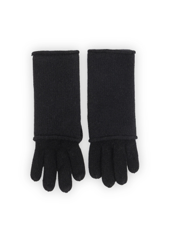 Czarne długie kaszmirowe rękawiczki