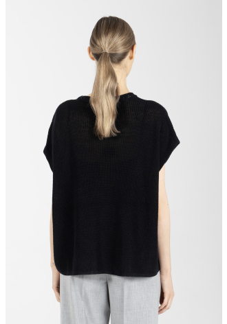 Lekki sweter z krótkim rękawem w kolorze czarnym