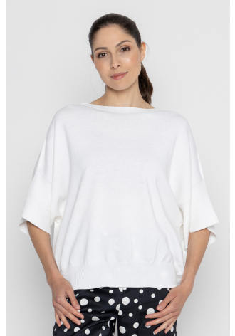 Lekki biały obszerny sweter