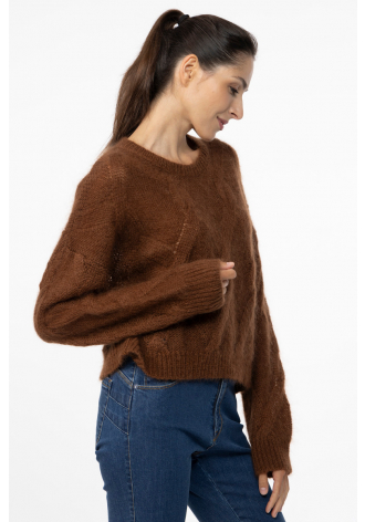 Krótki brązowy sweter