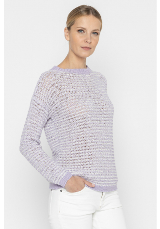 Fioletowy ażurowy sweter