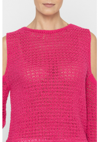 Ażurowy sweter w kolorze fuksji