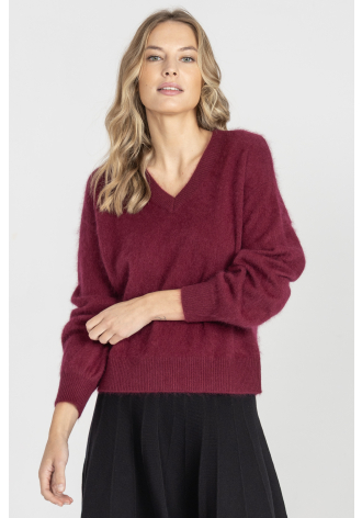 Burgundowy sweter z wełny