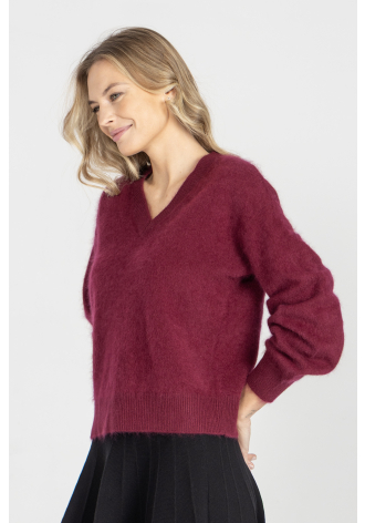 Burgundowy sweter z wełny