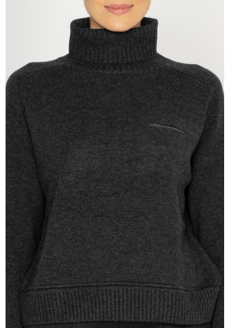  Graphite wool and cashmere roll neck