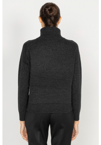  Graphite wool and cashmere roll neck