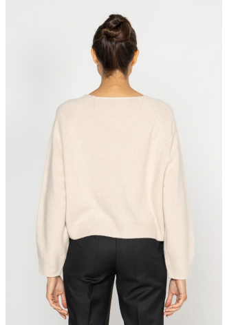  Beige cashmere jumper with shiny thread