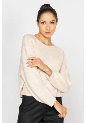  Beige cashmere jumper with shiny thread