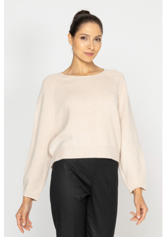  Beige cashmere jumper with shiny thread