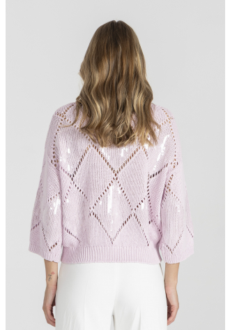 Różowy sweter w romby